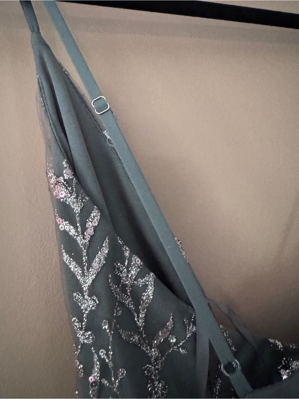 Baltic Born Eucalyptus Gown with Rose Gold Glitter Accents - Picture 6 of 7